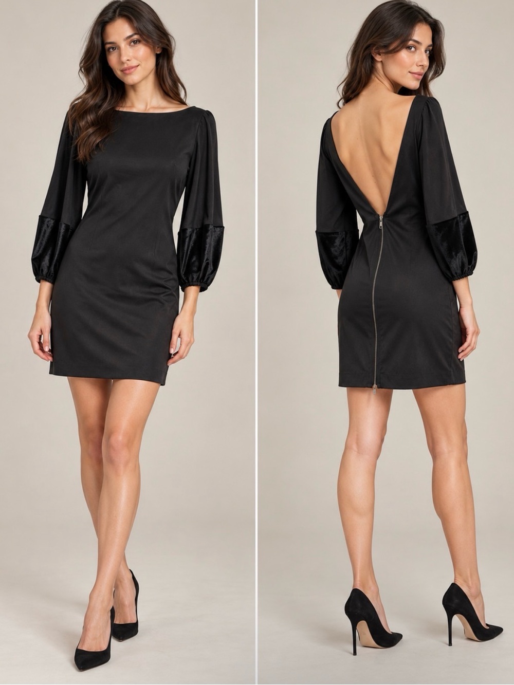 Elizabeth and James Black Silk Cotton Velvet Cuff Mini Dress Size 0